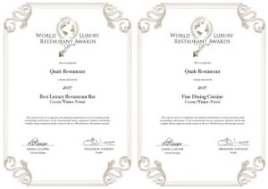 Certyfikaty World Luxury Restaurant Awards 2017 dla łódzkiej restauracji Quale